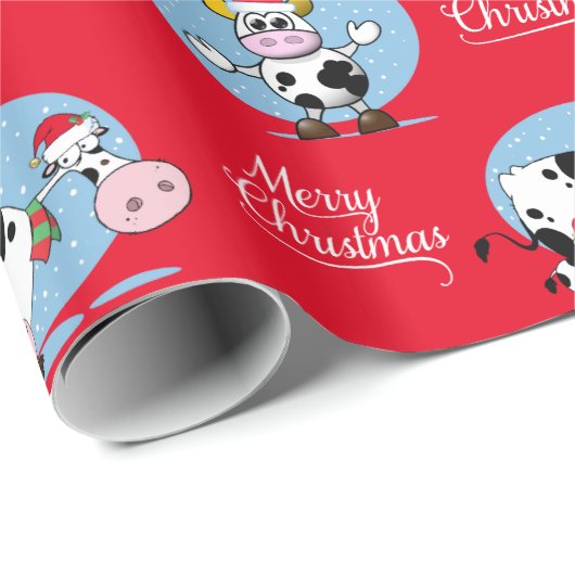 Papier Cadeau Vaches Père Noël de Noël de l'Ouest (Coin rond)