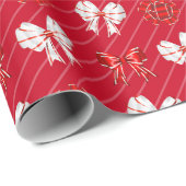 Papier Cadeau Vaches rouges et blanches Vacances de Noël moderne (Coin rond)