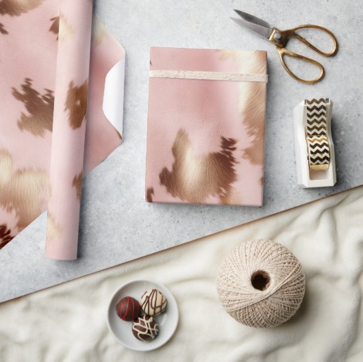 Papier Cadeau Vachette blanche en or rose (Artisanat)