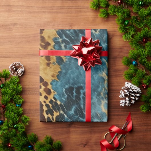 Papier Cadeau Vachette d'or bleu occidental (Cadeau de vacances)