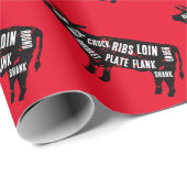 Papier Cadeau Vachette ferme viande de boeuf abattue Noël (Coin rond)