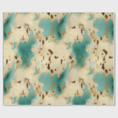 Papier Cadeau Vachure d'or blanc turquoise (Plat)