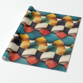 Papier Cadeau Vague 3D pétale vive géométrique en couleur gras