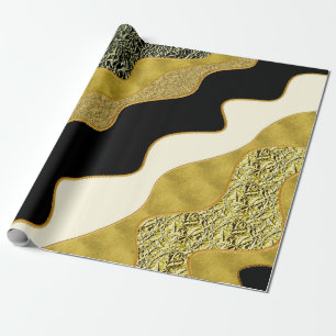 Papier Cadeau Vague Abstraite Dorée Moderne Luxe Tendance