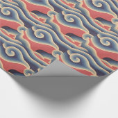 Papier Cadeau Vague de corail de Japonais de bleu d'indigo (Coin)