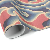 Papier Cadeau Vague de corail de Japonais de bleu d'indigo (Coin rond)