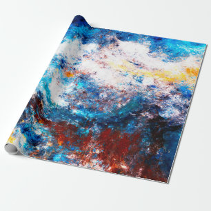 Papier Cadeau Vague de mer bleue. Éclaboussures artistiques de p