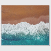 Papier Cadeau Vague d'océan sur une plage de sable, vue arrière  (Plat)