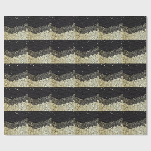 Papier Cadeau Vague dorée, texture papier. (Plat)