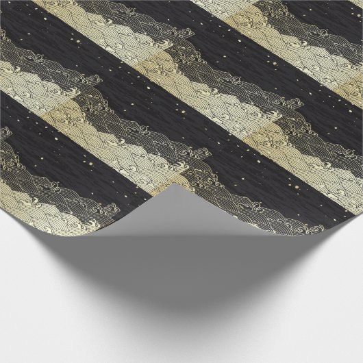 Papier Cadeau Vague dorée, texture papier. (Coin)