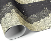 Papier Cadeau Vague dorée, texture papier. (Coin rond)