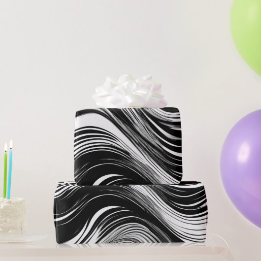 Papier Cadeau Vague noire et blanche Abstraite (Cadeaux de fête)