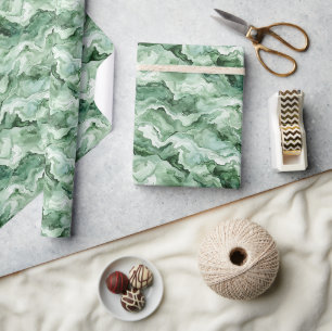 Papier Cadeau Vague Verte Anniversaire Abstrait