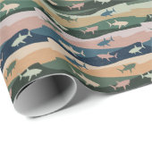 Papier Cadeau VAGUE vintage SHARK (Coin rond)