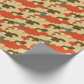 Papier Cadeau Vagues à échelles japonaises : Or rouge. (Coin)