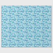 Papier Cadeau Vagues, baleine, texture bleu enfantine (Plat)