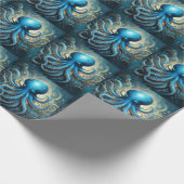 Papier Cadeau Vagues célestes : L'Art Fractal Bleu Octopus (Coin)