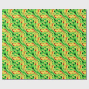 Papier Cadeau vagues chromées vertes et dorées