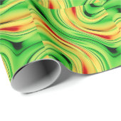 Papier Cadeau vagues chromées vertes et dorées (Coin rond)