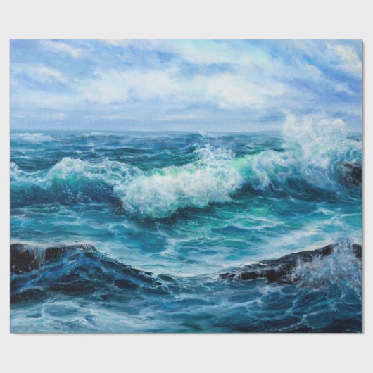 Papier Cadeau Vagues dans l'océan. Impressionnisme moderne, mode (Plat)