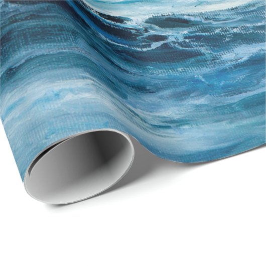 Papier Cadeau Vagues dans l'océan. Impressionnisme moderne, mode (Coin rond)