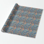 Papier Cadeau vagues de corail et d'indigo (Déroulé)
