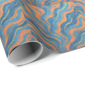 Papier Cadeau vagues de corail et d'indigo (Coin rond)