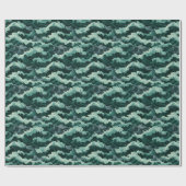 Papier Cadeau Vagues de l'océan vert (Plat)