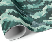 Papier Cadeau Vagues de l'océan vert (Coin rond)