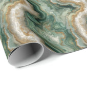 Papier Cadeau Vagues de marbre vert serein (Coin rond)