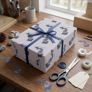 Papier Cadeau Vagues en forme de Michigan