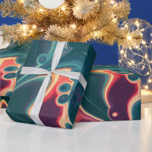 Papier Cadeau Vagues en fusion en mouvement de minuit