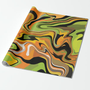 Papier Cadeau Vagues fluides abstraites de couleurs d'automne