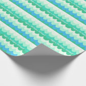 Papier Cadeau Vagues géométriques bleues, vertes et Turquoises  (Coin)