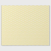 Papier Cadeau Vagues japonaises, jaune or sur blanc (Plat)