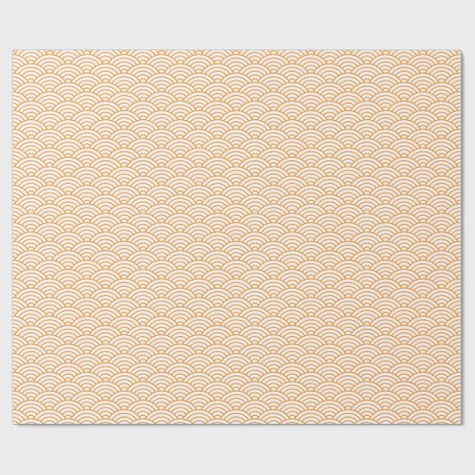 Papier Cadeau Vagues japonaises, orange sur papier blanc (Plat)
