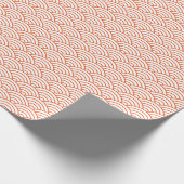 Papier Cadeau Vagues japonaises, orange vif sur blanc (Coin)