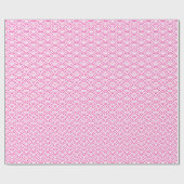 Papier Cadeau Vagues japonaises, rose chaud sur papier blanc (Plat)
