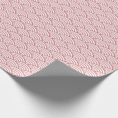 Papier Cadeau Vagues japonaises, rouge foncé sur papier blanc (Coin)