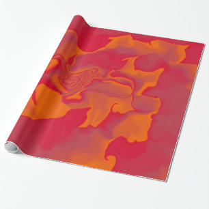 Papier Cadeau Vagues rouges et orange