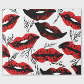 Papier Cadeau Valentine Black & Red Lips (Plat)