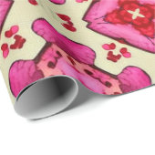 Papier Cadeau Valentine coeur rouge romance motif abstrait 19 (Coin rond)