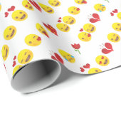 Papier Cadeau Valentine Emojis (Coin rond)