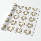 Papier Cadeau Valentine Fleur dorée scintillante (Déroulé)