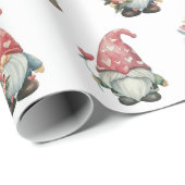 Papier Cadeau Valentine Gnomes sur blanc (Coin rond)