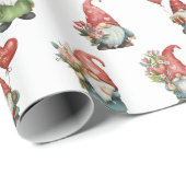 Papier Cadeau Valentine Gnomes sur blanc (Coin rond)