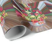 Papier Cadeau Valentine Happy Valentine Cute Floral Texte Design (Coin rond)