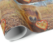Papier Cadeau Valentine Heart Miniature Brown Horse (Coin rond)