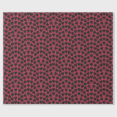 Papier Cadeau Valentine love heart scallop black on red pattern (Plat)