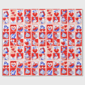 Papier Cadeau Valentine Retro Love Hugs Motif (Plat)